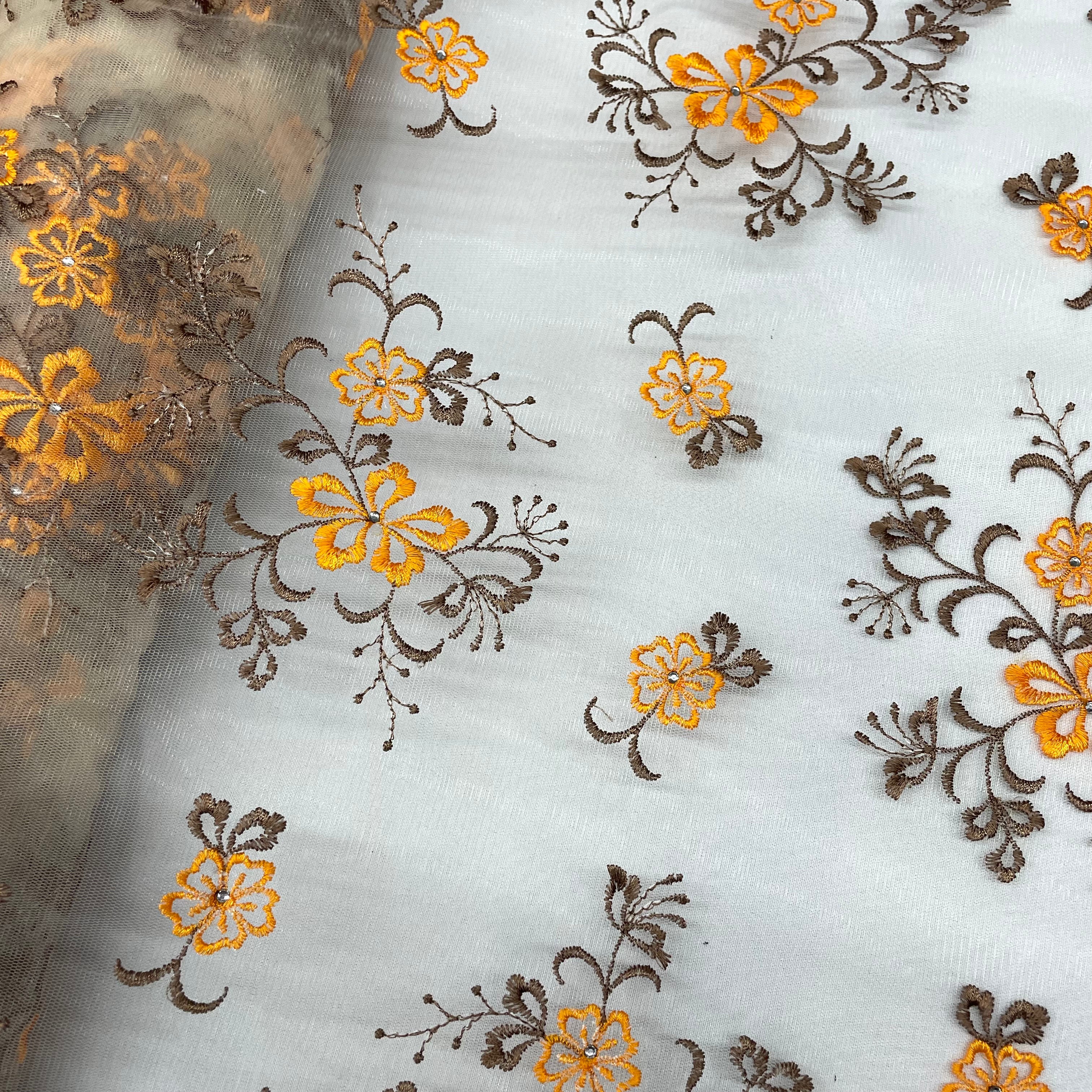 Beaded Lace Fabric Embroidered on 100% Polyester Net Mesh | Lace USA - 42096W-RS