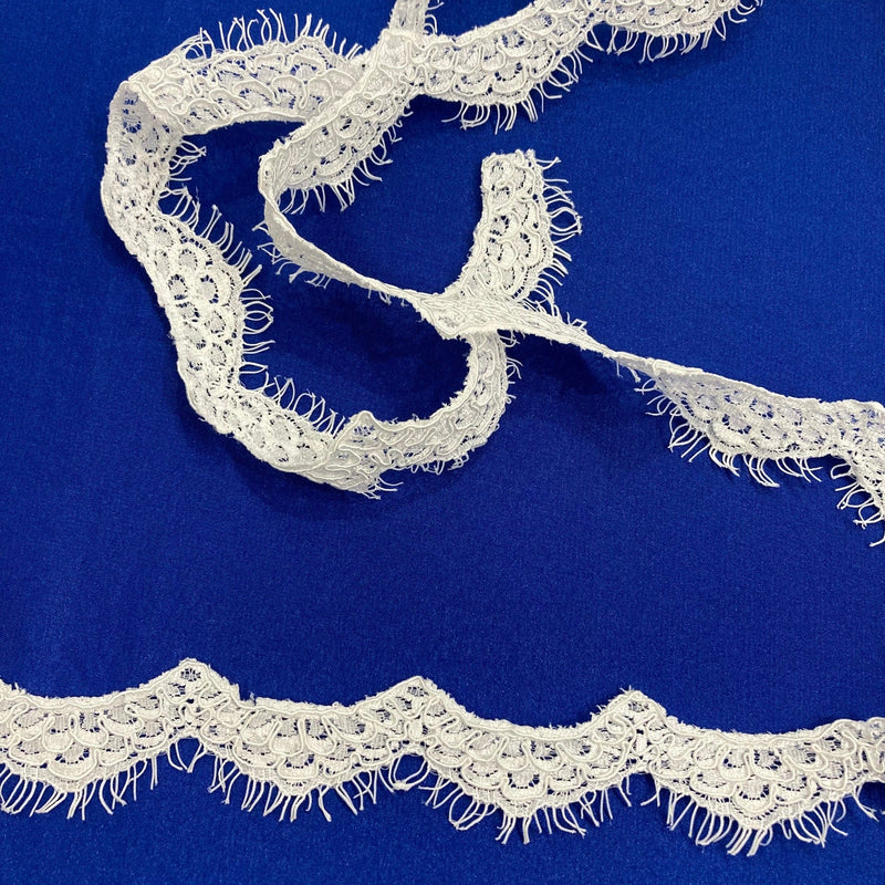 Corded Eyelash Lace Trimming Embroidered on 100% Polyester Net Mesh | Lace USA - 96735W