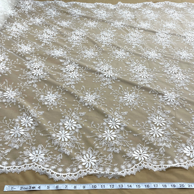 Floral Lace Fabric Embroidered on 100% Polyester Net Mesh | Lace USA - 41976W