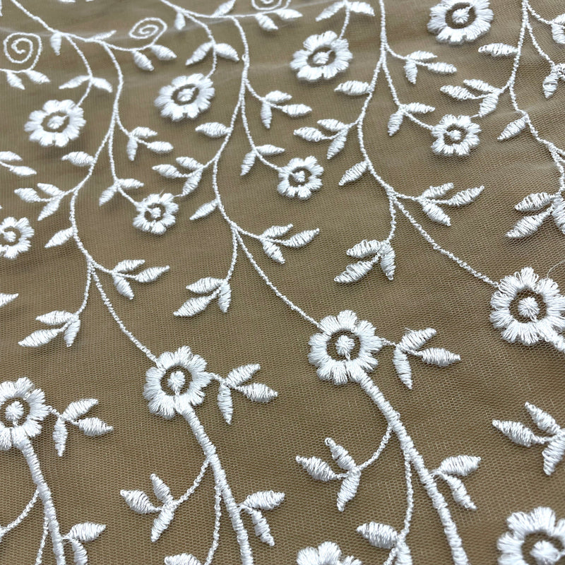 Lace Fabric Embroidered on 100% Polyester Net Mesh | Lace USA - 41266W