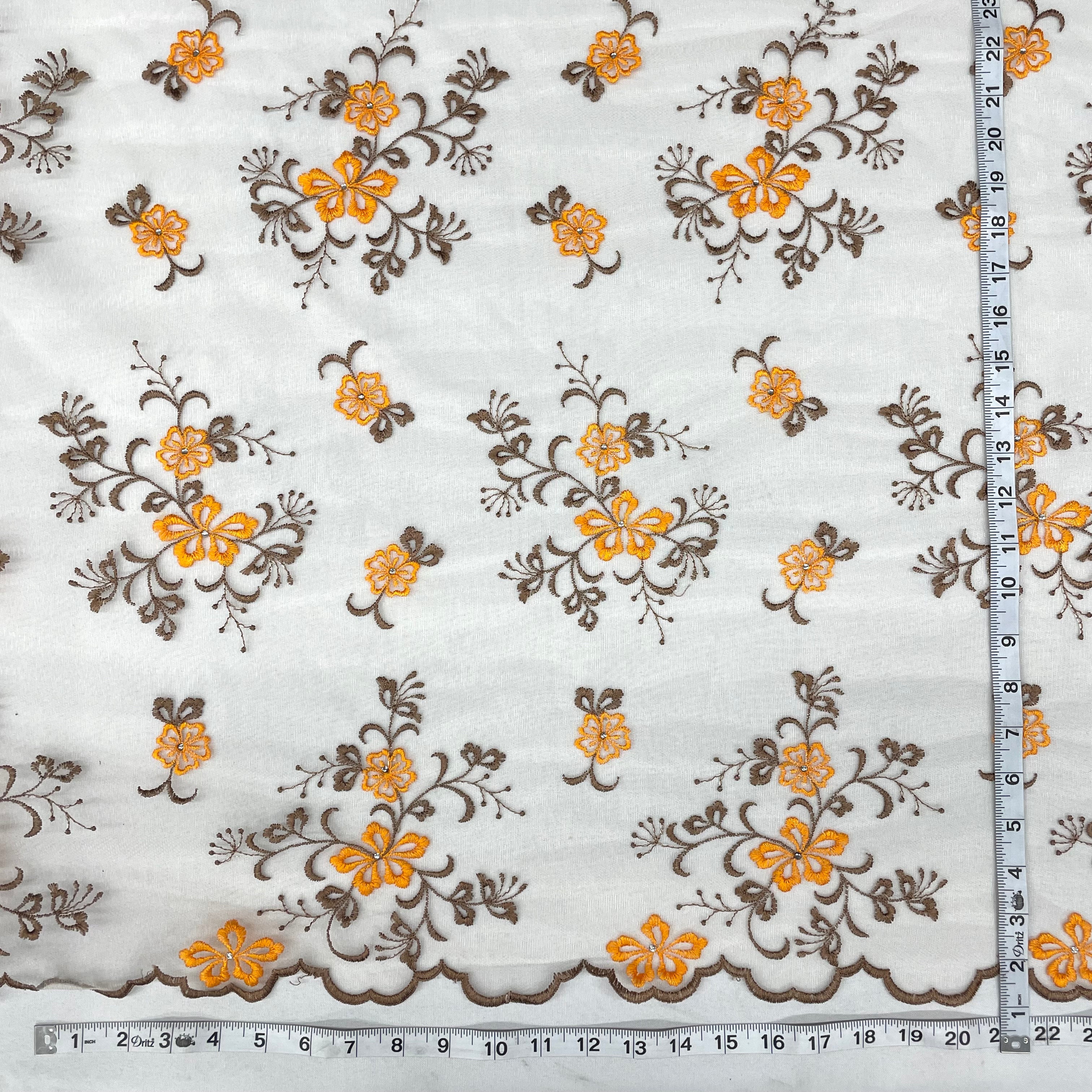 Beaded Lace Fabric Embroidered on 100% Polyester Net Mesh | Lace USA - 42096W-RS