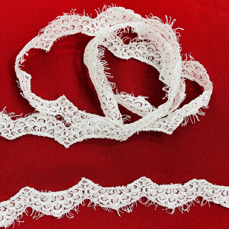 Corded Eyelash Lace Trimming Embroidered on 100% Polyester Net Mesh | Lace USA - 96735W