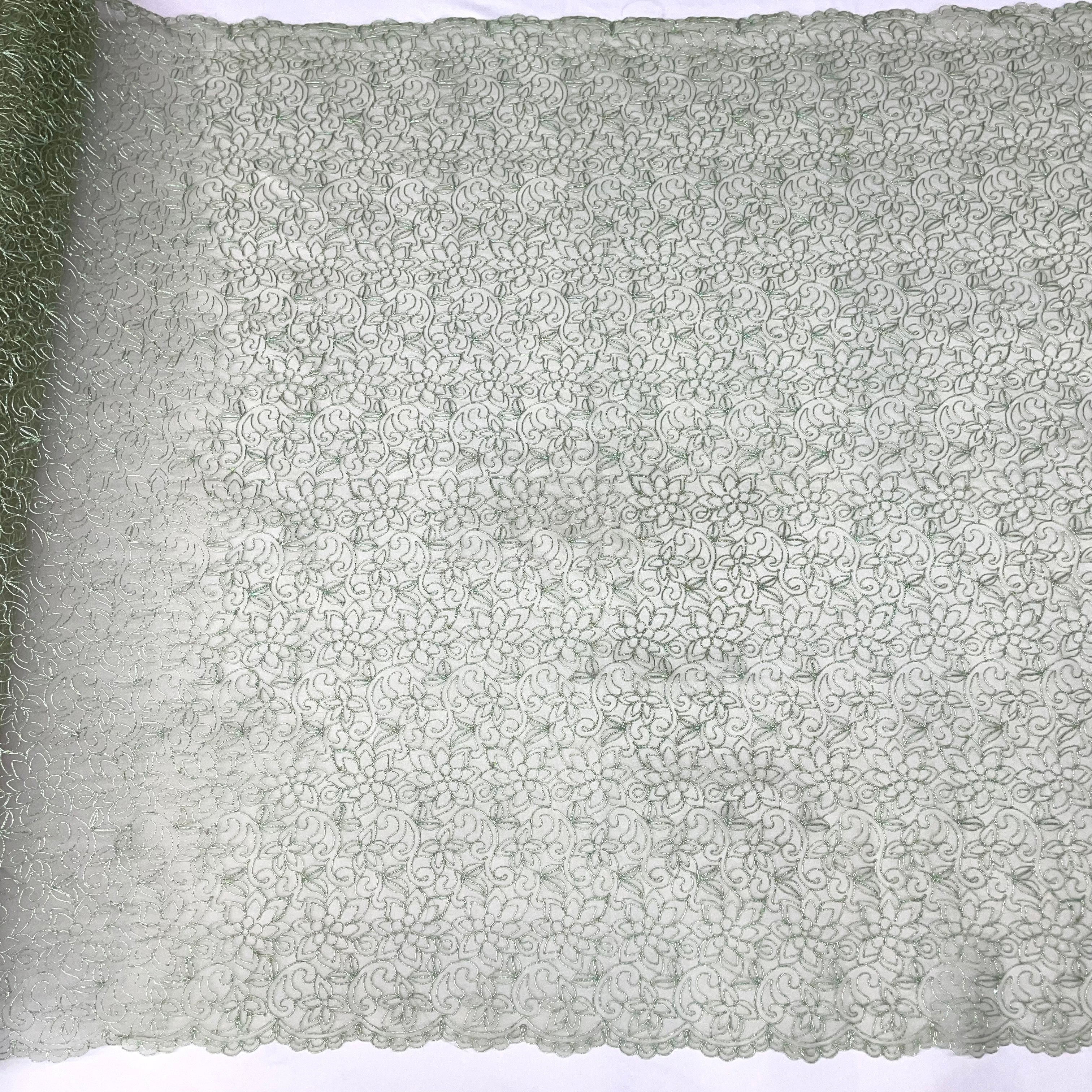 Corded Bridal Lace Fabric Embroidered on 100% Polyester Net Mesh | Lace USA - 91075W