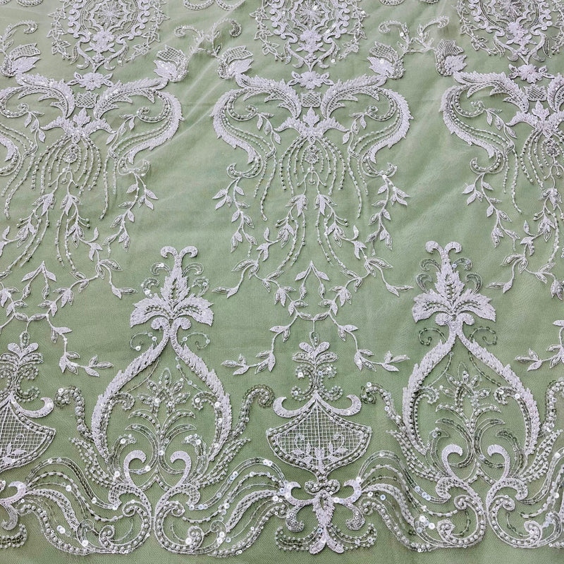 Beaded Lace Fabric Embroidered on 100% Polyester Net Mesh | Lace USA - GD-220707