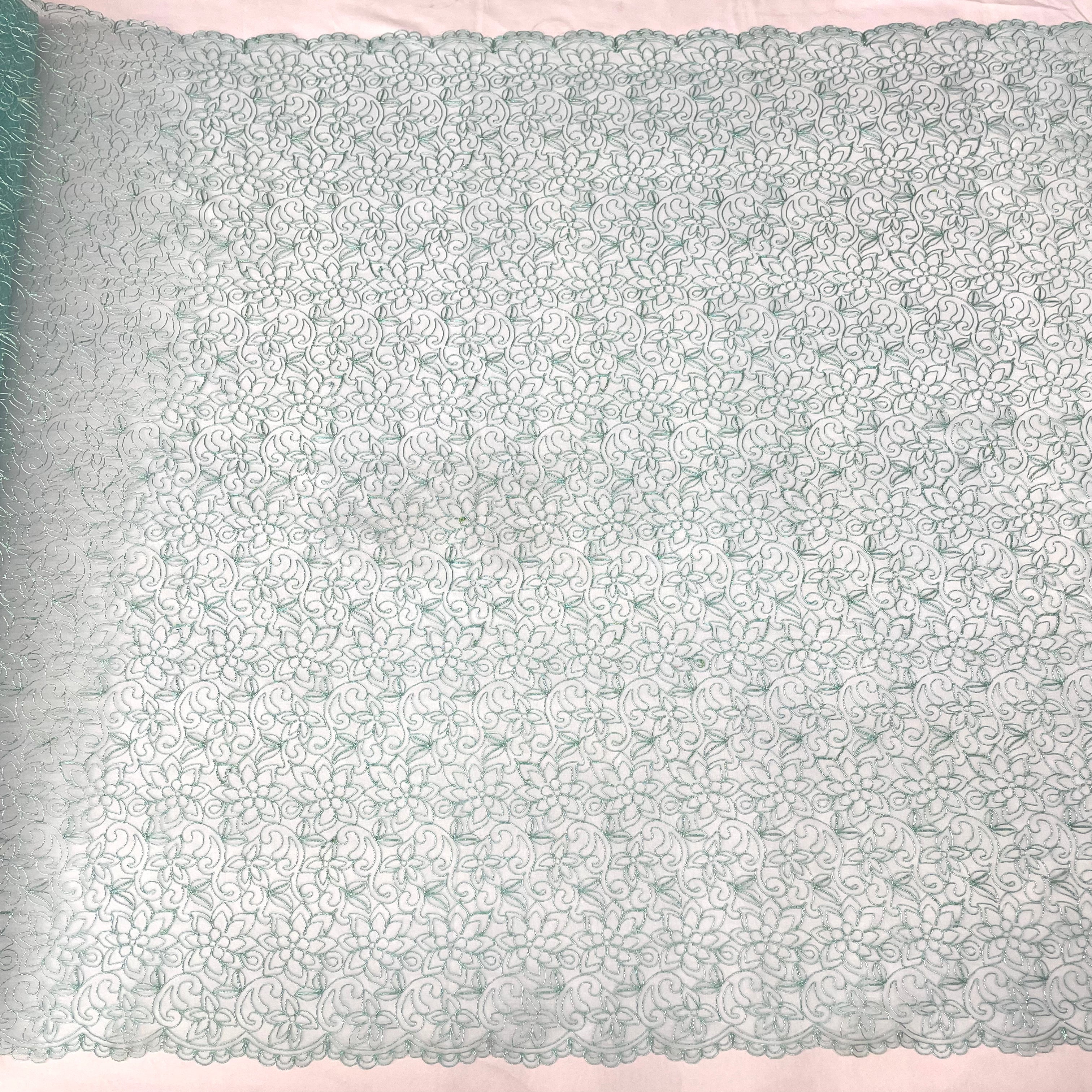 Corded Bridal Lace Fabric Embroidered on 100% Polyester Net Mesh | Lace USA - 91075W