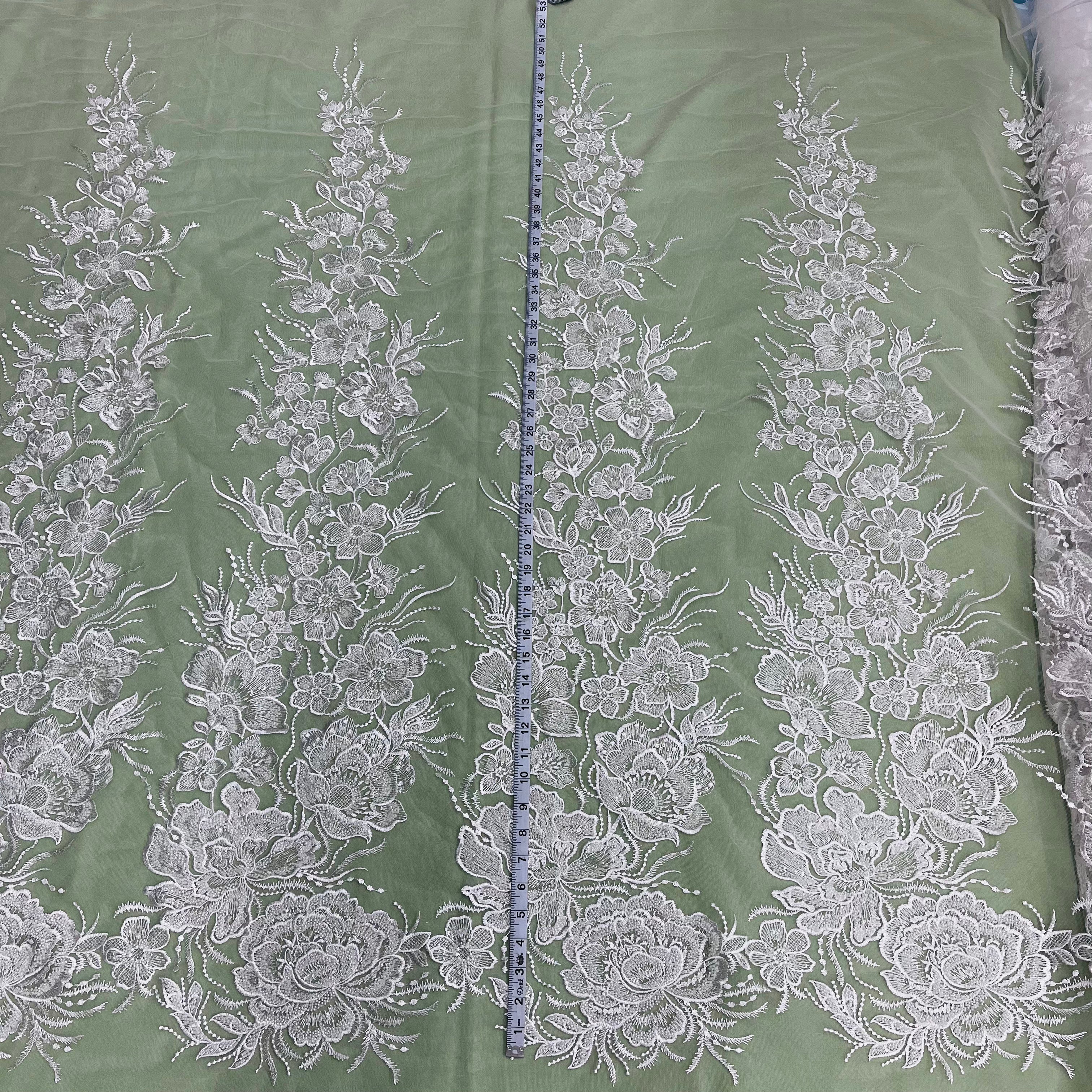 Beaded Lace Fabric Embroidered on 100% Polyester Net Mesh | Lace USA - GD-67313