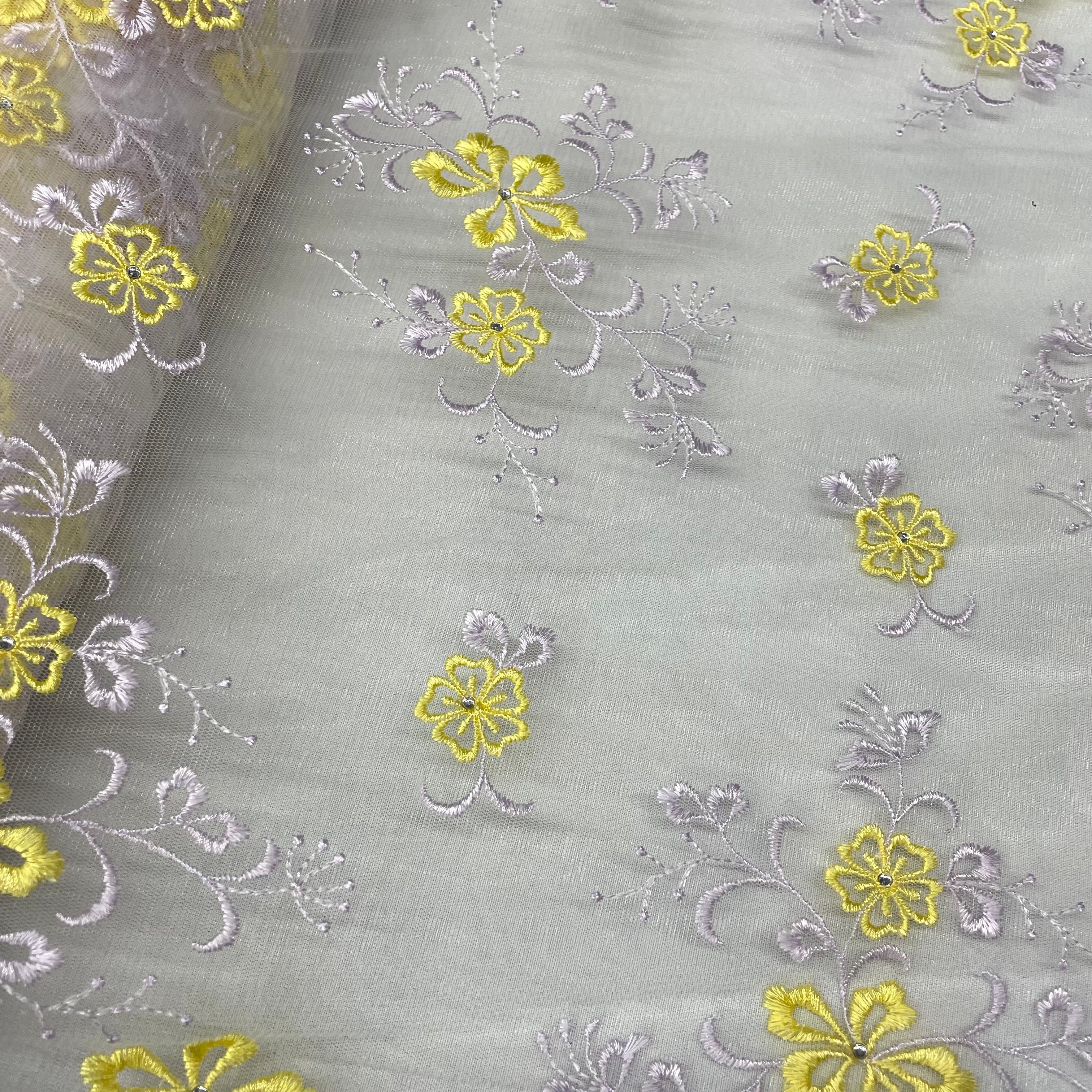 Beaded Lace Fabric Embroidered on 100% Polyester Net Mesh | Lace USA - 42096W-RS