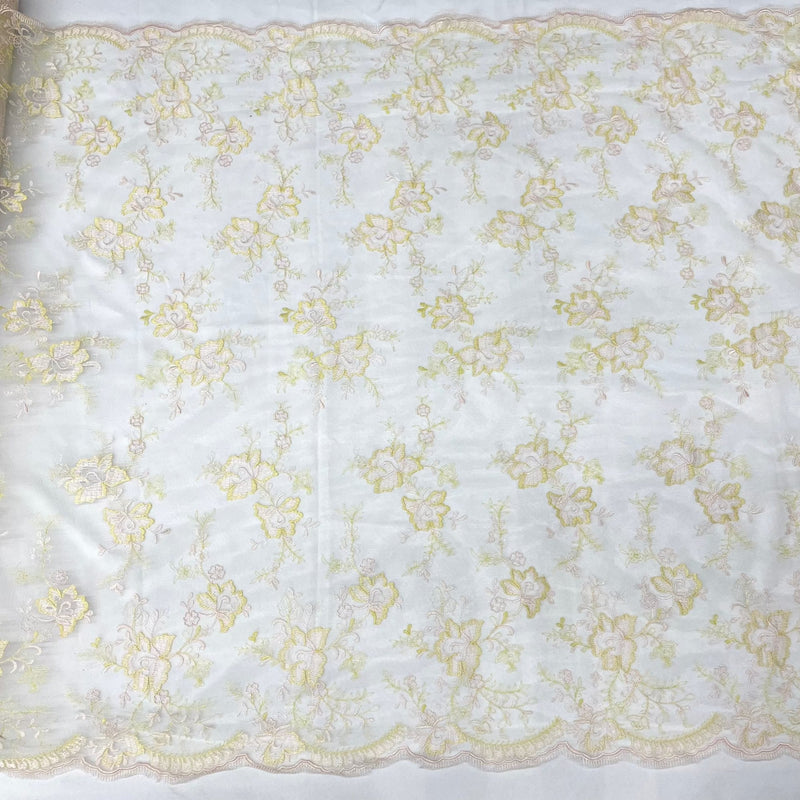 Lace Fabric Embroidered on 100% Polyester Net Mesh | Lace USA - 42092W