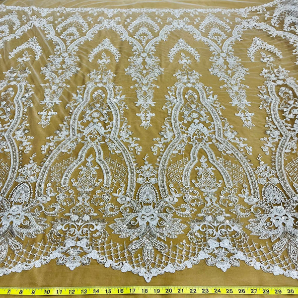 Beaded Lace Fabric Embroidered on 100% Polyester Net Mesh | Lace USA - GD-227239