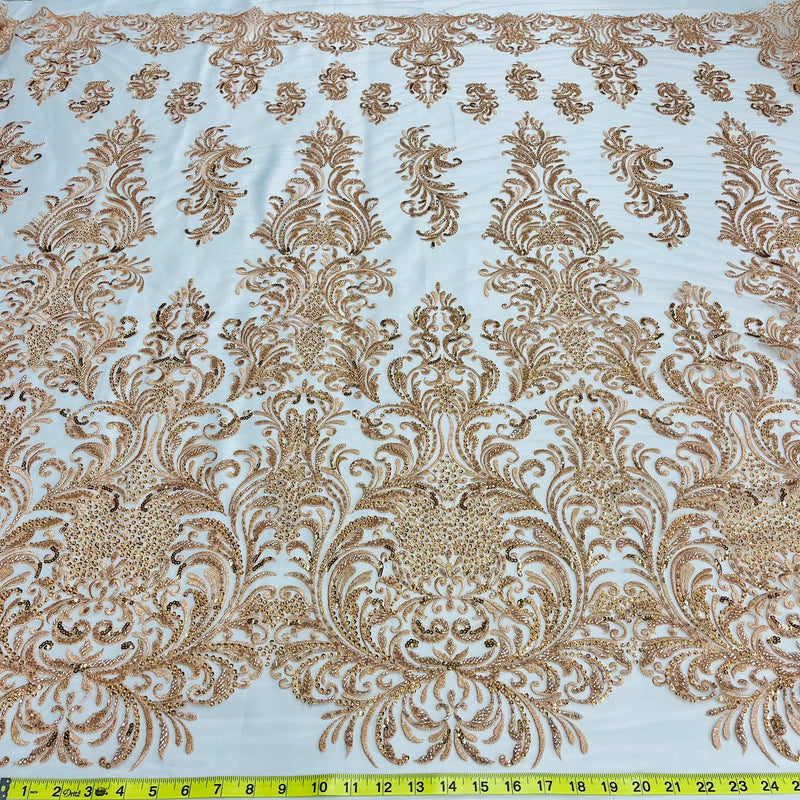 Beaded Lace Fabric Embroidered on 100% Polyester Net Mesh | Lace USA - GD-13267