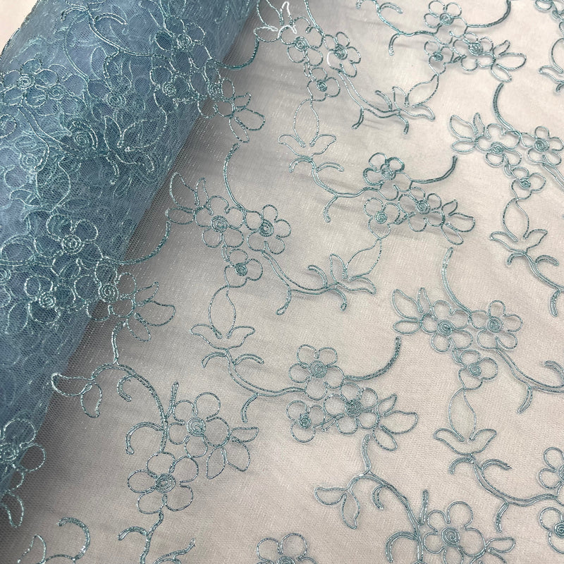 Corded Bridal Lace Fabric Embroidered on 100% Polyester Net Mesh | Lace USA - 91192W