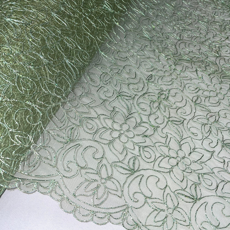 Corded Bridal Lace Fabric Embroidered on 100% Polyester Net Mesh | Lace USA - 91075W