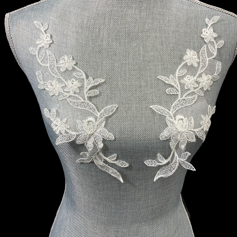 Corded Floral Applique for Bridal, Christening & Flower Girl Dresses | Lace USA - 96667W