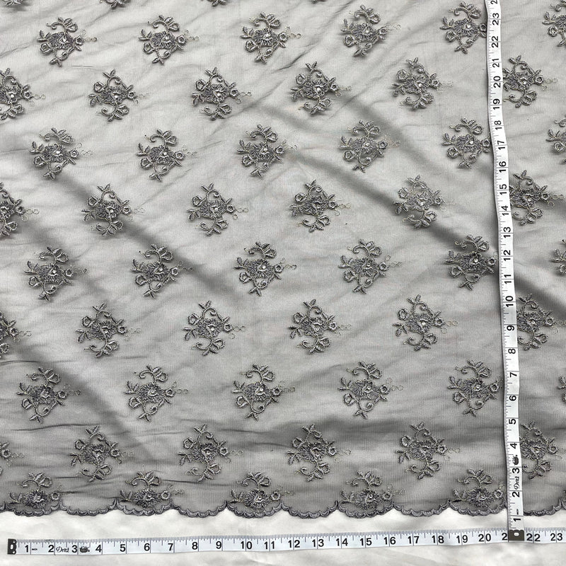 Beaded Lace Fabric Embroidered on 100% Polyester Net Mesh | Lace USA - 42093W-BP