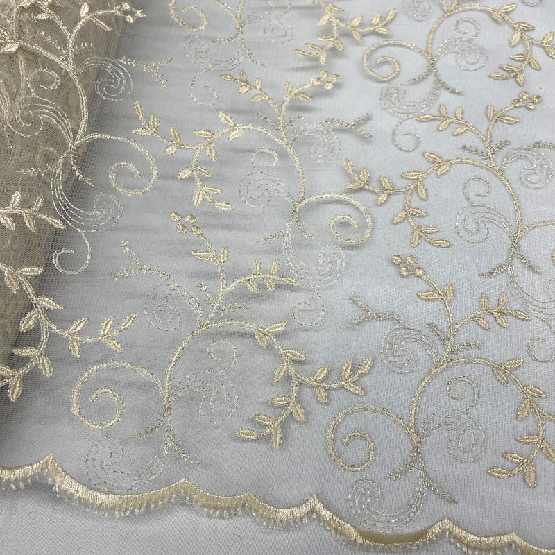 Lace Fabric Embroidered on 100% Polyester Net Mesh | Lace USA - 42097W