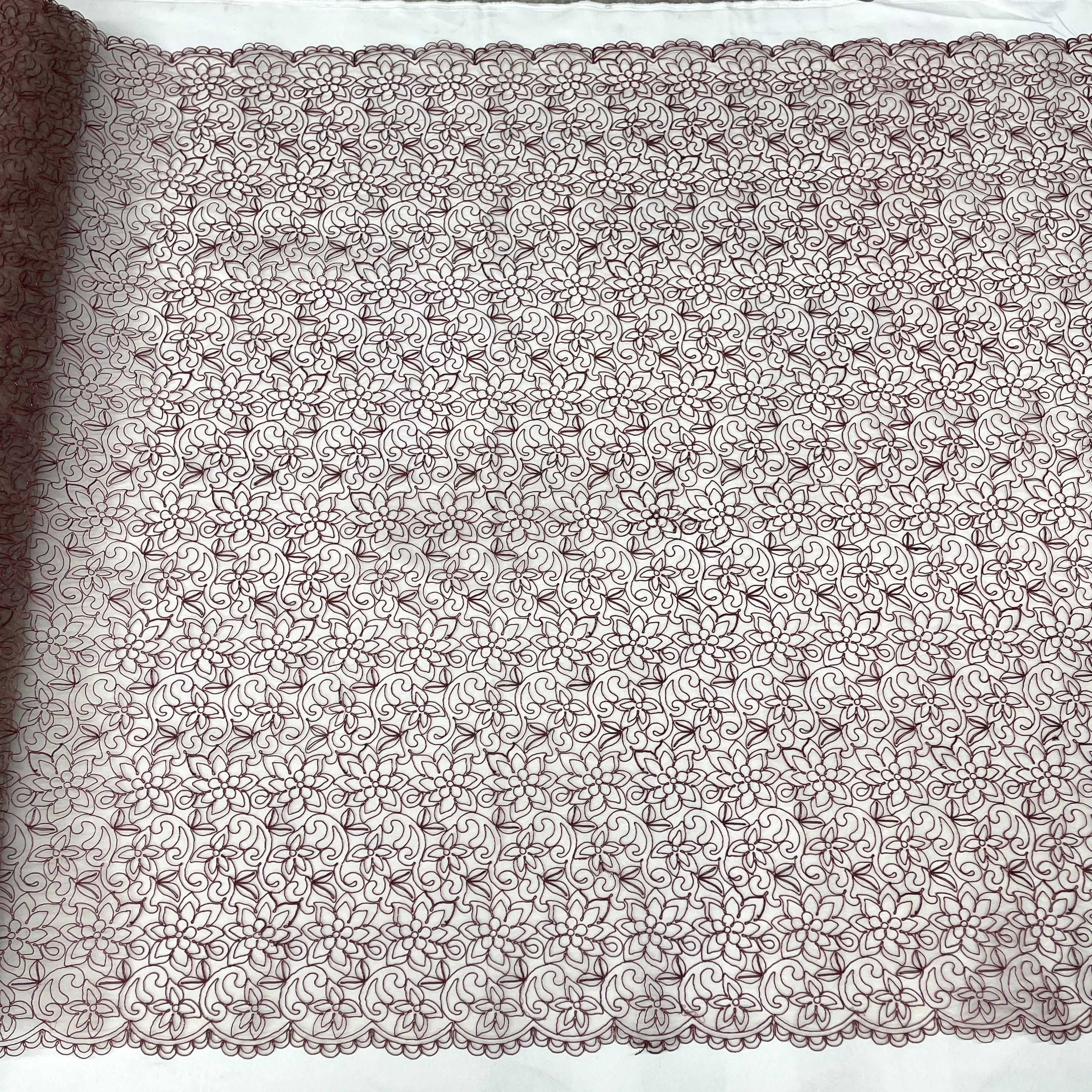 Corded Bridal Lace Fabric Embroidered on 100% Polyester Net Mesh | Lace USA - 91075W