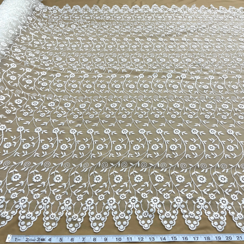 Lace Fabric Embroidered on 100% Polyester Net Mesh | Lace USA - 41266W