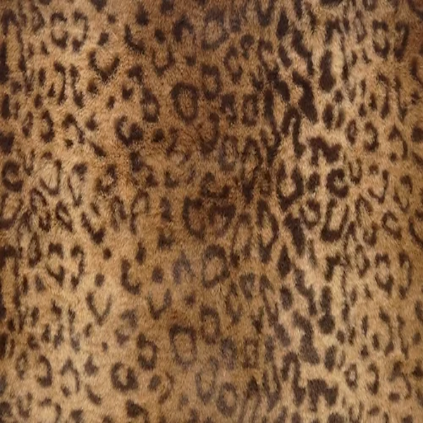 Brown Leopard Print Rabbit Soft Plush Short Pile Faux Fur Fabric