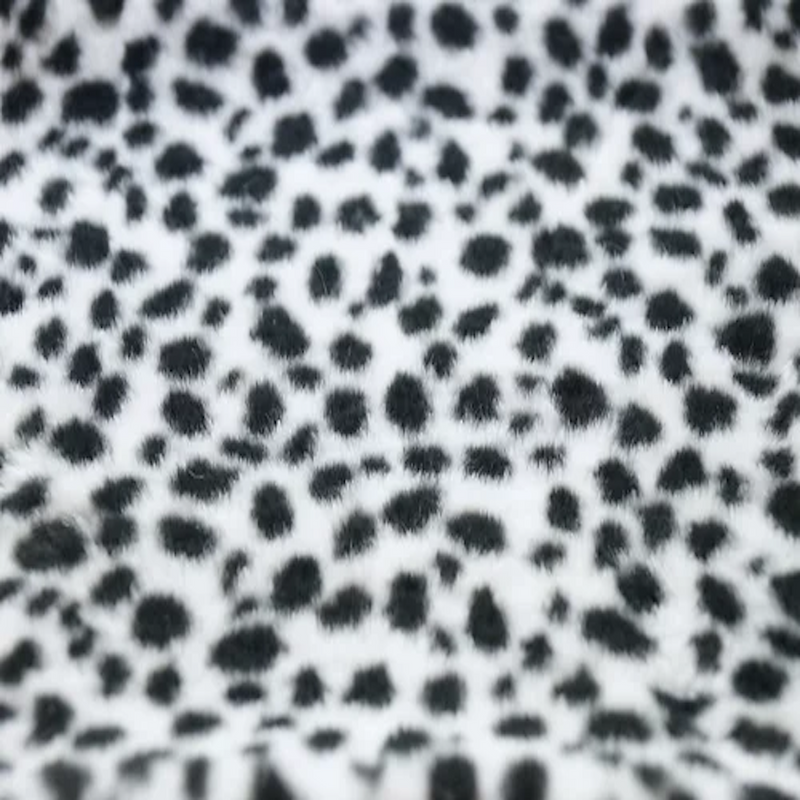 White Dalmatian Print Rabbit Soft Plush Short Pile Faux Fur Fabric