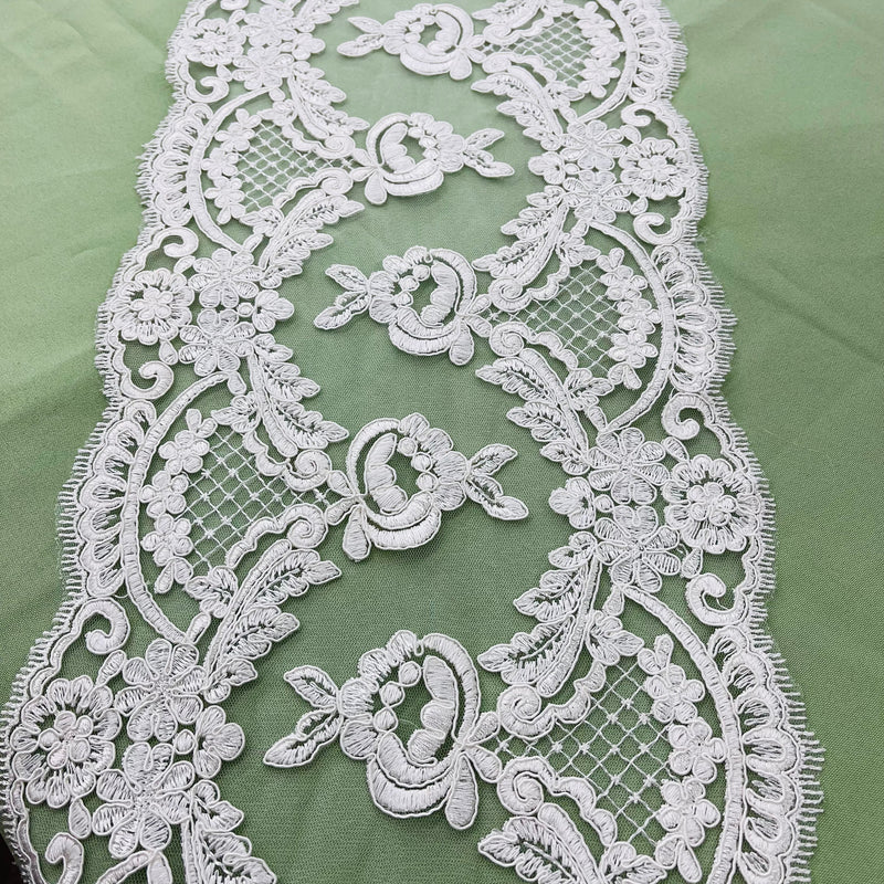 Corded Double Sided Lace Trimming Embroidered on 100% Polyester Net Mesh | Lace USA - 95329W/2