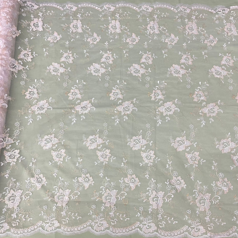 Lace Fabric Embroidered on 100% Polyester Net Mesh | Lace USA - 42092W