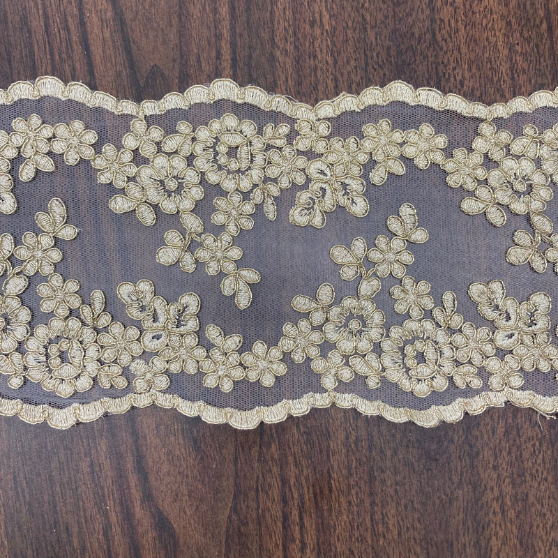 Corded Double Sided Lace Trimming Embroidered on 100% Polyester Net Mesh | Lace USA - 97121W/2