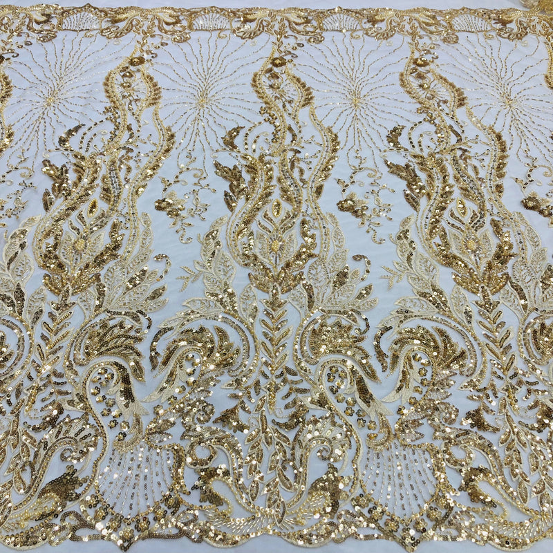 Beaded Lace Fabric Embroidered on 100% Polyester Net Mesh | Lace USA - GD-210902