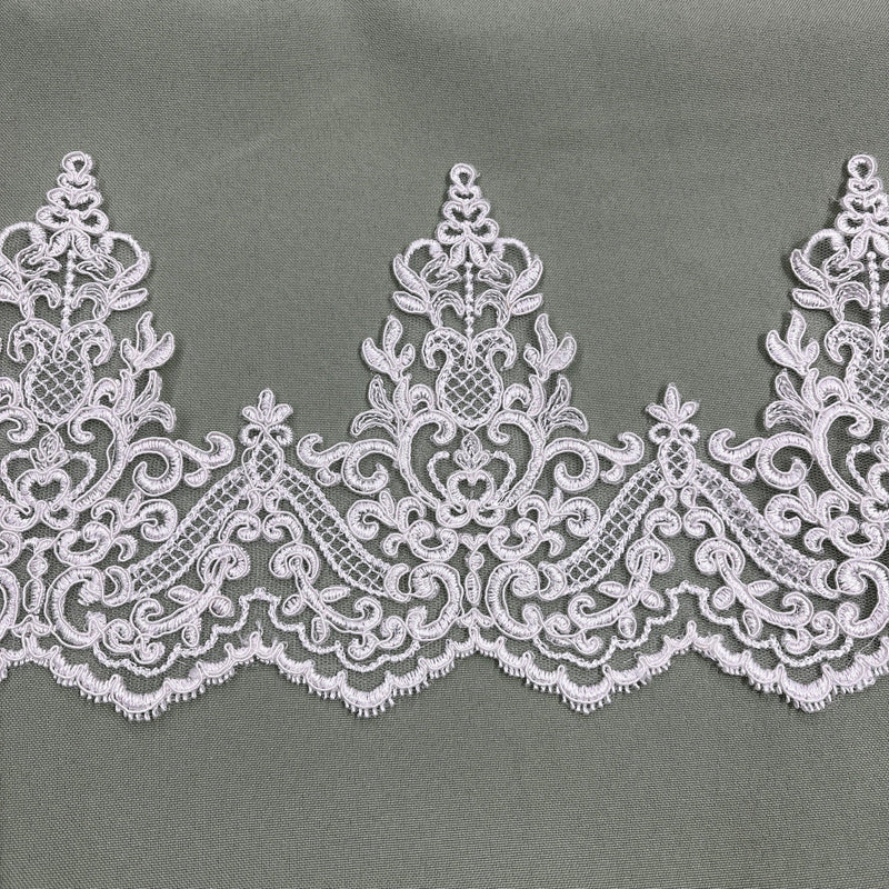 Corded Lace Trimming Embroidered on 100% Polyester Net Mesh | LaceUSA - 97014W