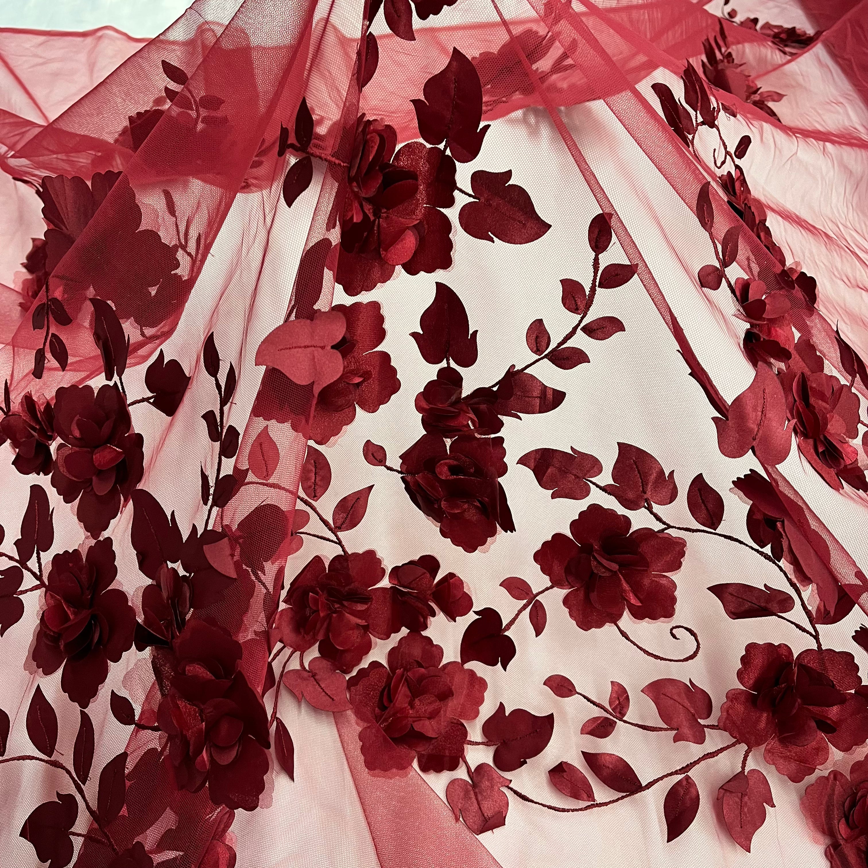 3D Floral Lace Fabric – Wedding, Dance & Quinceañera Dresses | Lace USA - GD-010