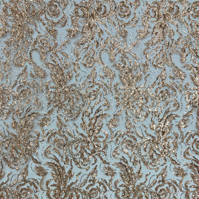 Beaded & Sequined Lace Fabric Embroidered on 100% Polyester Net Mesh | Lace USA - GD-30