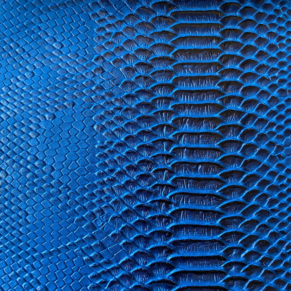 Blue Black Two Tone Faux Viper Sopythana Snake Skin Skin Vinyl Fabric