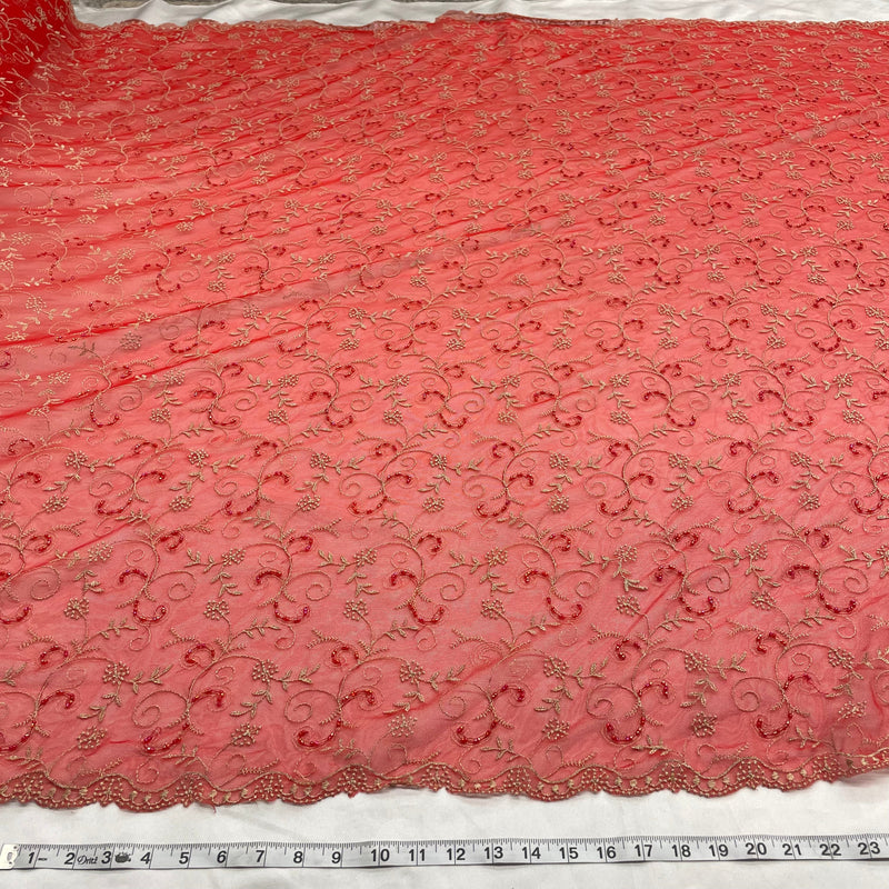 Beaded Lace Fabric Embroidered on 100% Polyester Net Mesh | Lace USA - 41471W-BP