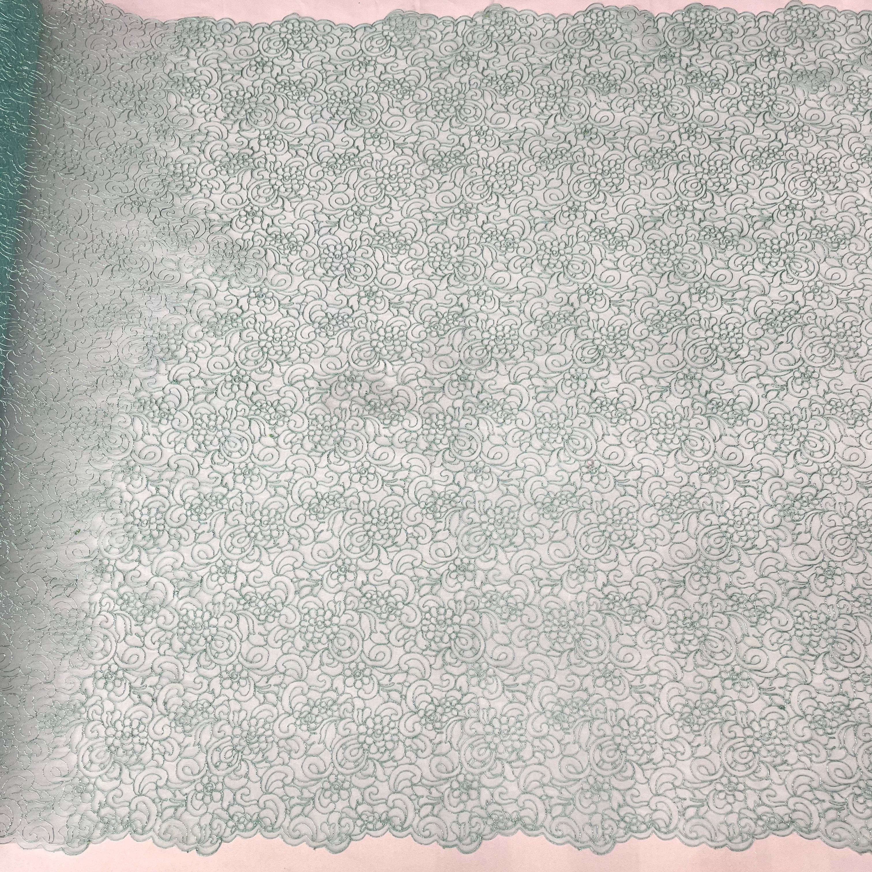 Corded Bridal Lace Fabric Embroidered on 100% Polyester Net Mesh | Lace USA - 90938W