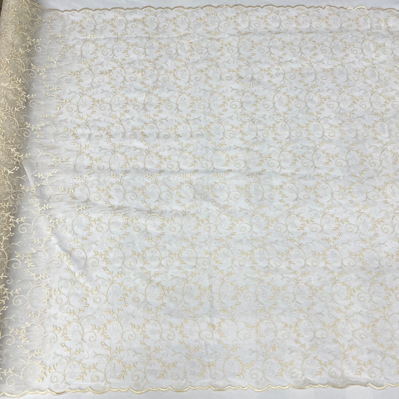 Lace Fabric Embroidered on 100% Polyester Net Mesh | Lace USA - 42097W