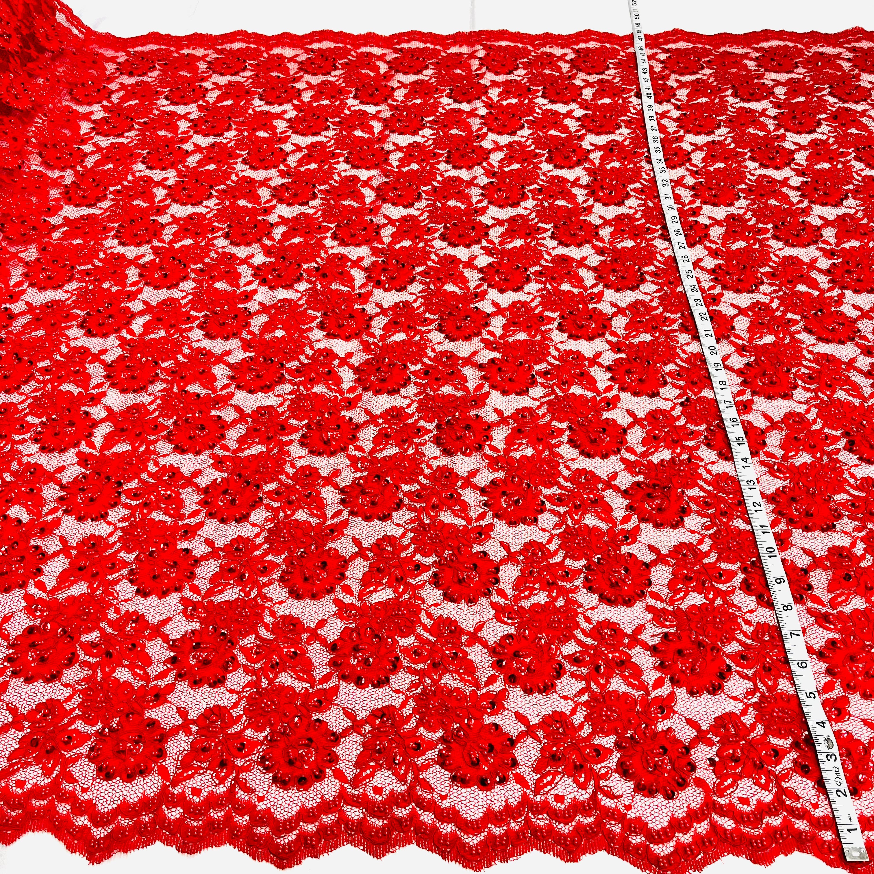 Beaded & Corded Lace Fabric Embroidered on 100% Polyester Net Mesh | Lace USA - 96028W-BP