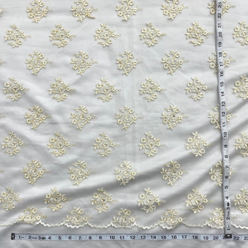 Beaded Lace Fabric Embroidered on 100% Polyester Net Mesh | Lace USA - 42093W-BP