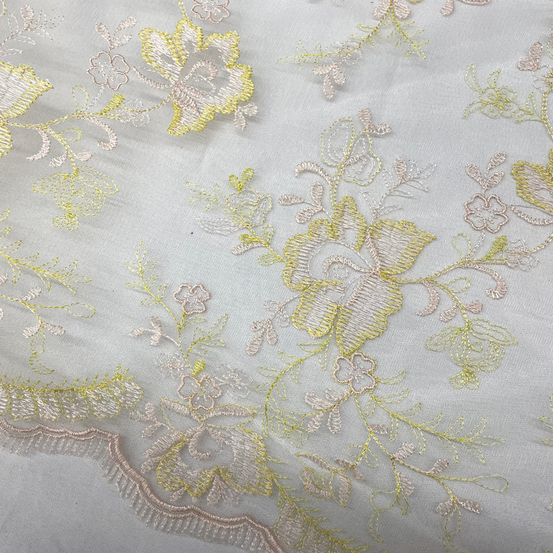 Lace Fabric Embroidered on 100% Polyester Net Mesh | Lace USA - 42092W