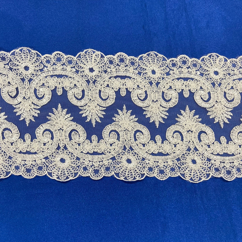 Corded Double Sided Lace Trimming Embroidered on 100% Polyester Net Mesh | Lace USA - 97120W/2