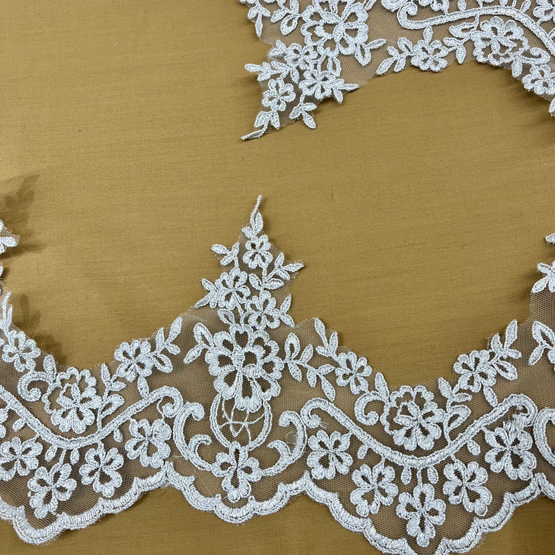 Corded Lace Trimming Embroidered on 100% Polyester Net Mesh | Lace USA - 96216W