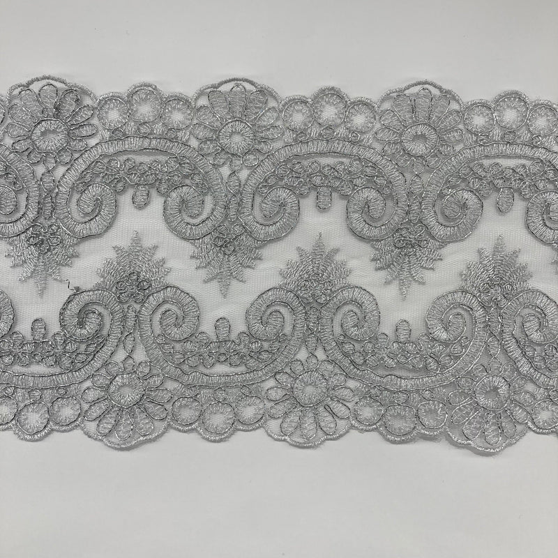 Corded Double Sided Lace Trimming Embroidered on 100% Polyester Net Mesh | Lace USA - 97120W/2