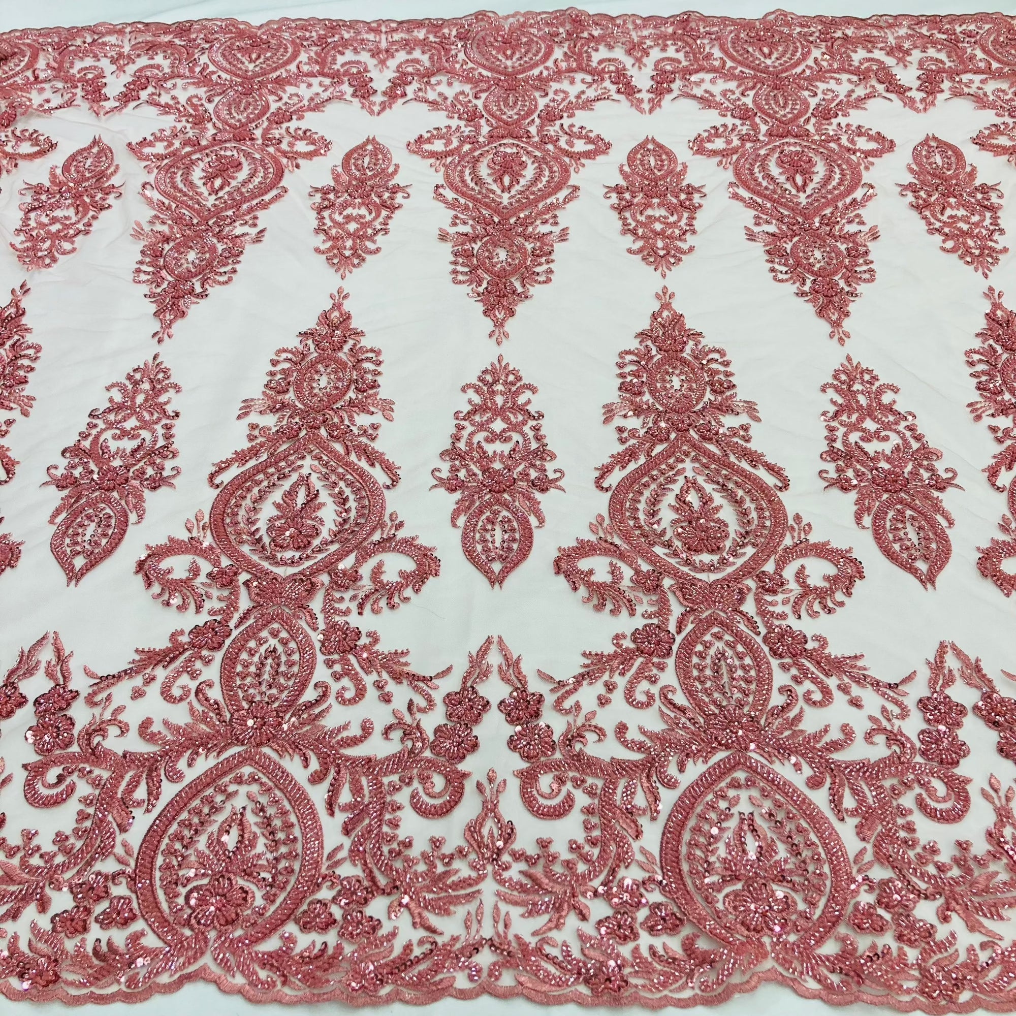 Beaded Lace Fabric Embroidered on 100% Polyester Net Mesh | Lace USA - GD-116