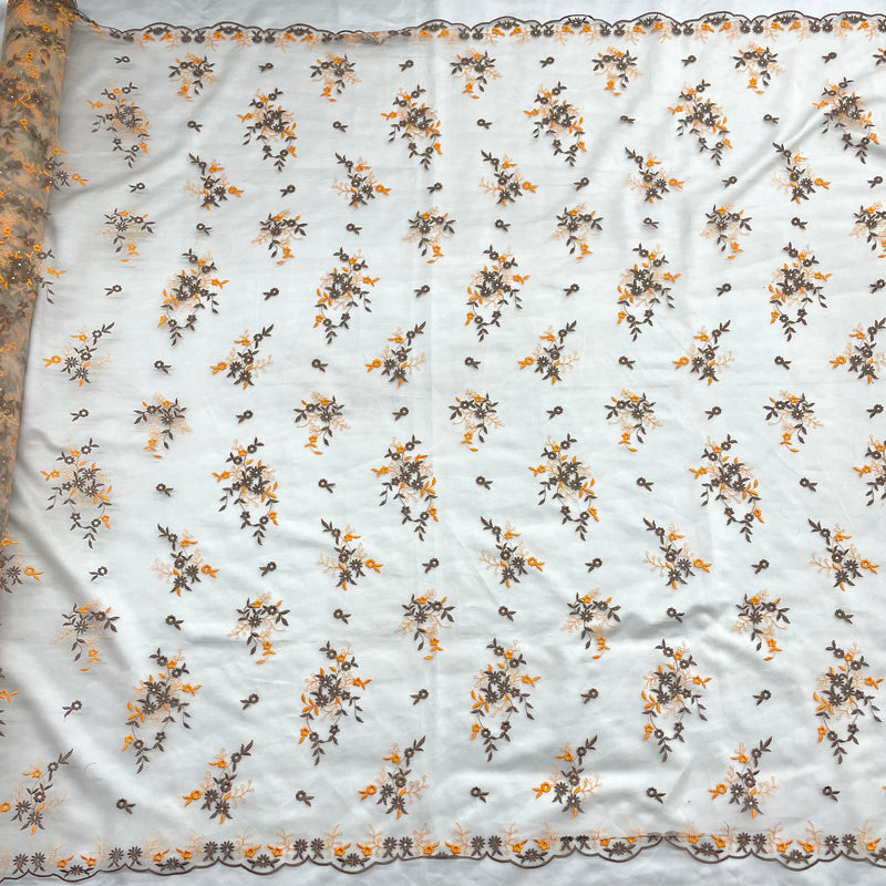Beaded Lace Fabric Embroidered on 100% Polyester Net Mesh | Lace USA - 42091W-RS