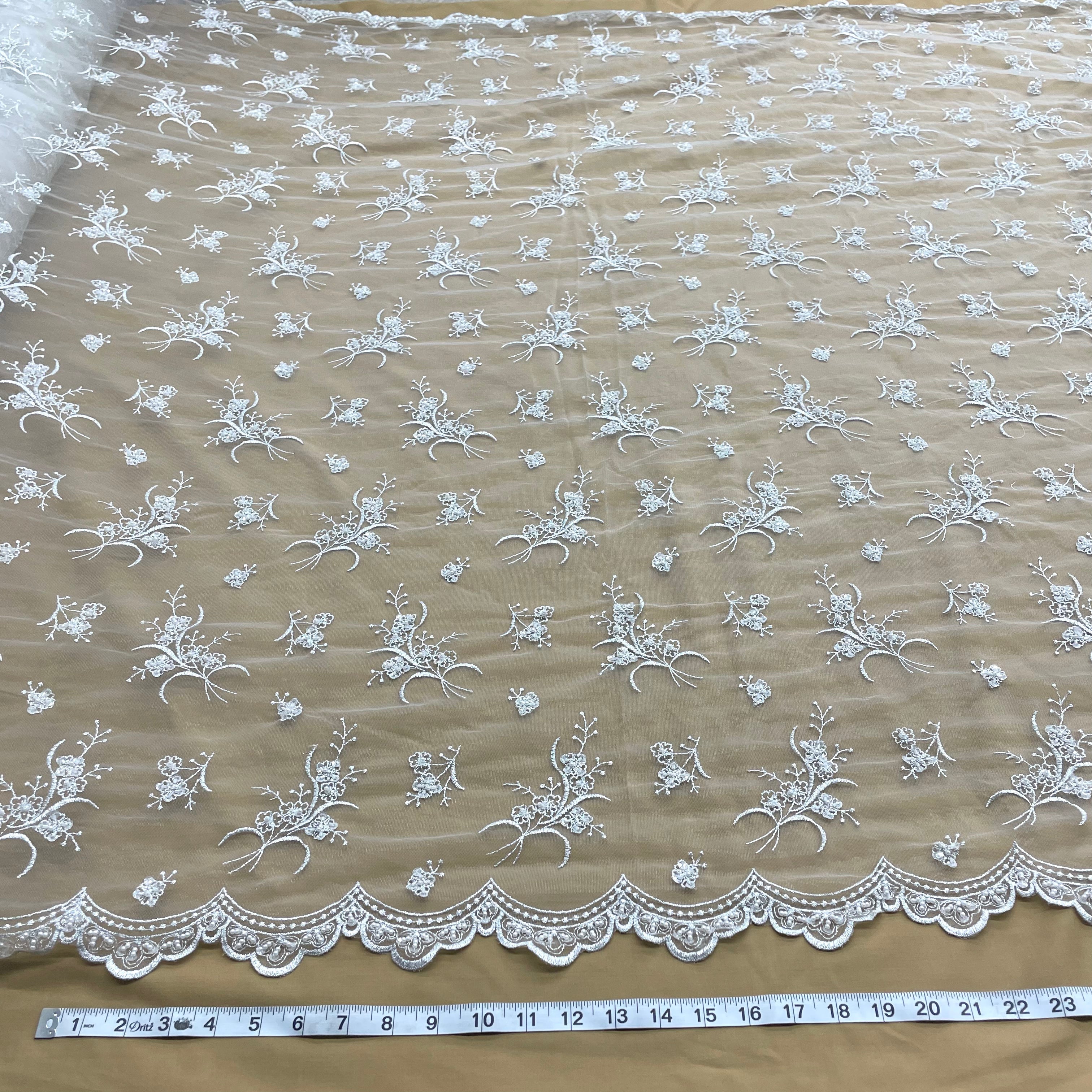 Beaded Lace Fabric Embroidered on 100% Polyester Net Mesh | Lace USA - 42002W-BP