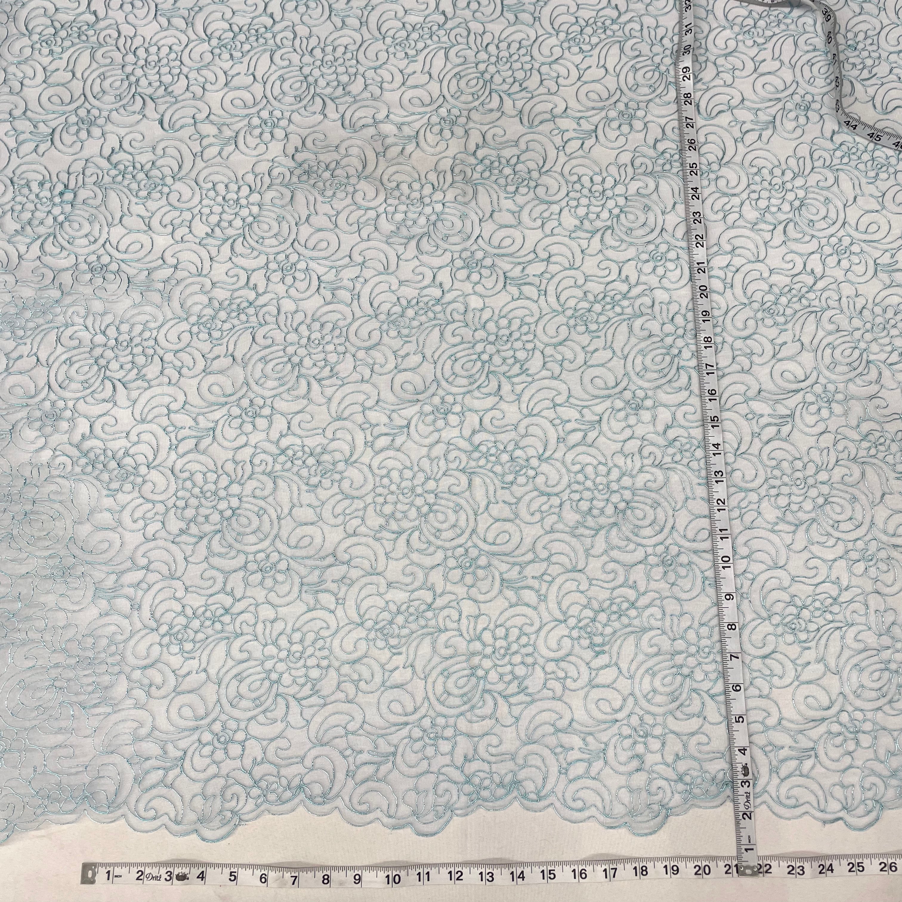 Corded Bridal Lace Fabric Embroidered on 100% Polyester Net Mesh | Lace USA - 90938W