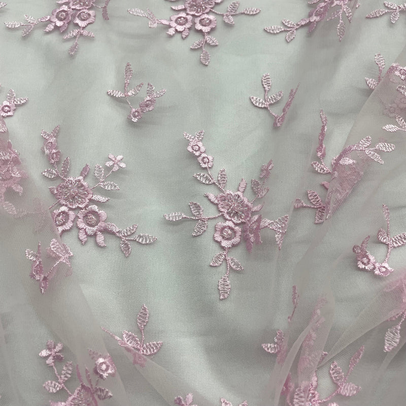 Beaded Lace Fabric Embroidered on 100% Polyester Net Mesh | Spandex Palace - 41553W-BP