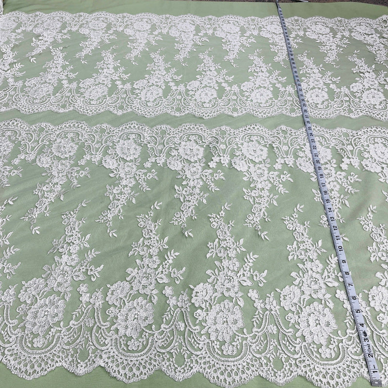 Corded Bridal Lace Fabric Embroidered on 100% Polyester Net Mesh | Lace USA - 96874W