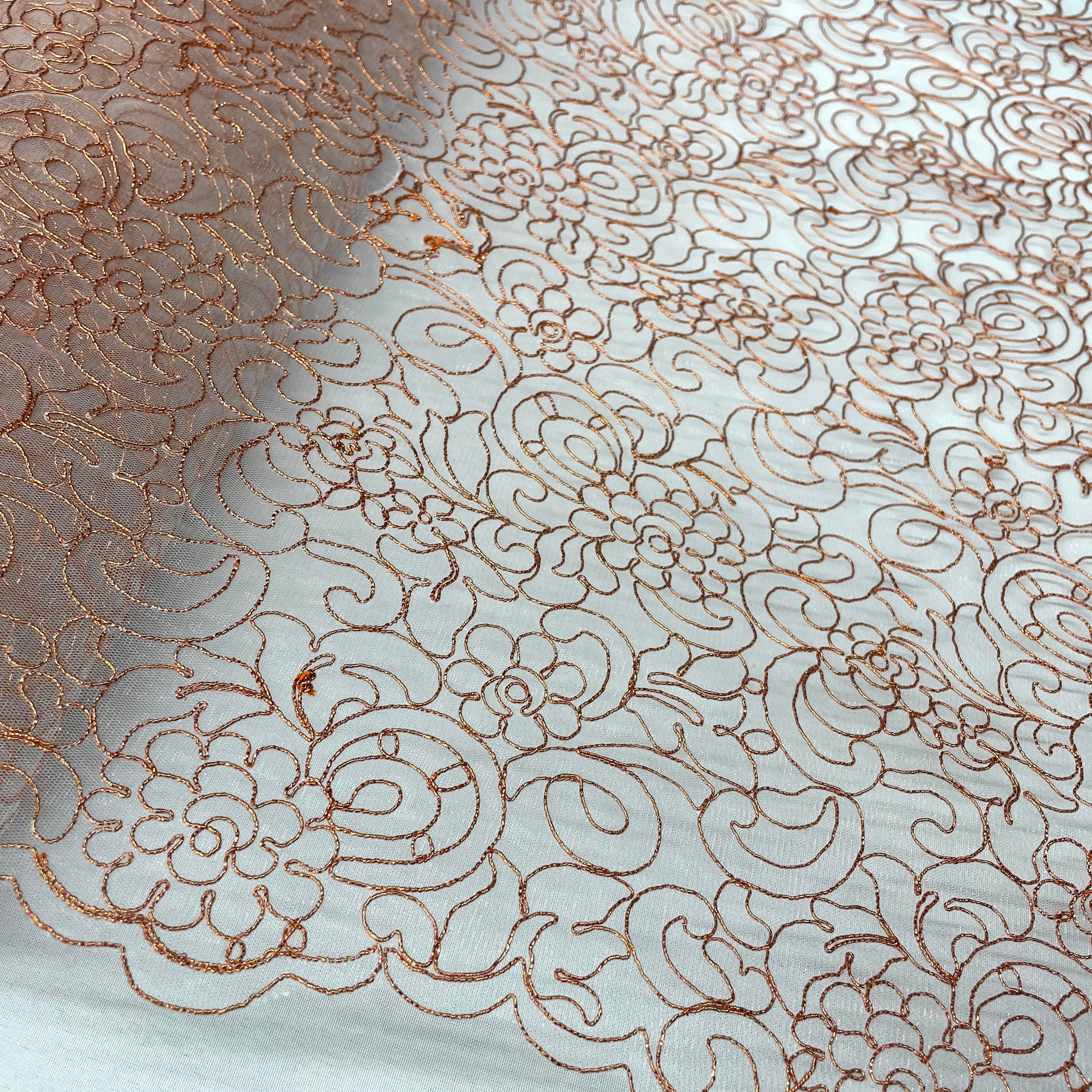 Corded Bridal Lace Fabric Embroidered on 100% Polyester Net Mesh | Lace USA - 90938W