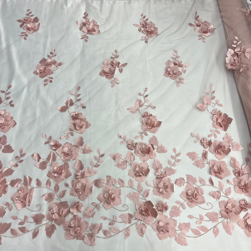 3D Floral Lace Fabric Embroidered on 100% Polyester Soft Tulle Net Mesh | Lace USA - GD-010