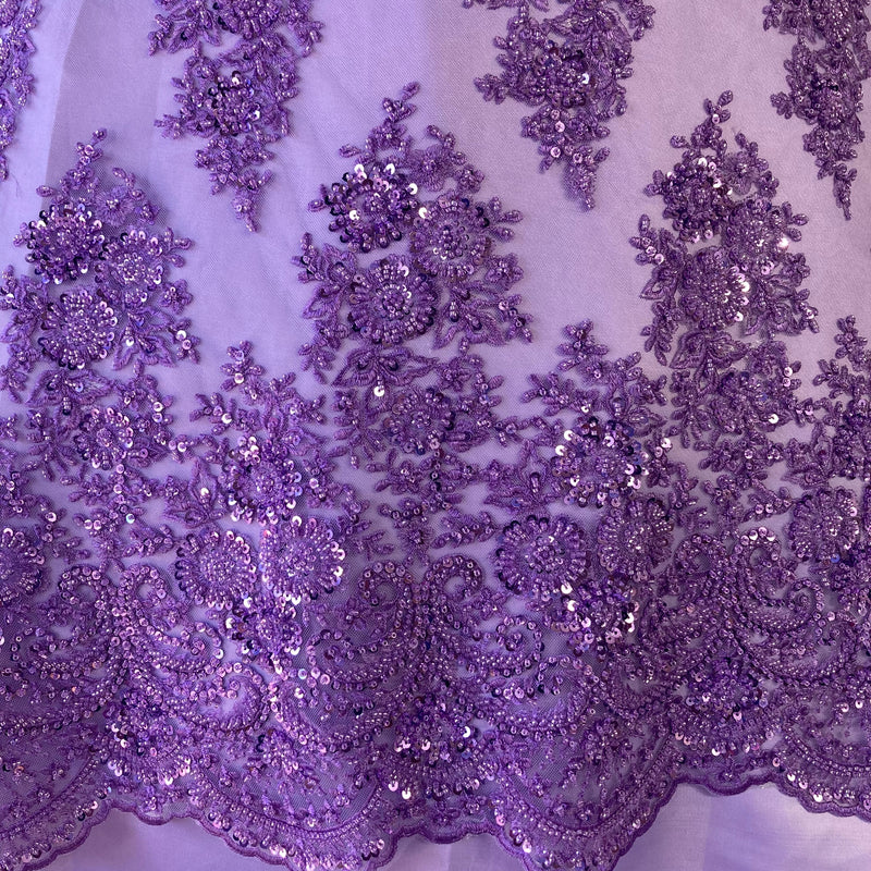 Beaded Lace Fabric Embroidered on 100% Polyester Net Mesh | Lace USA - GD-832