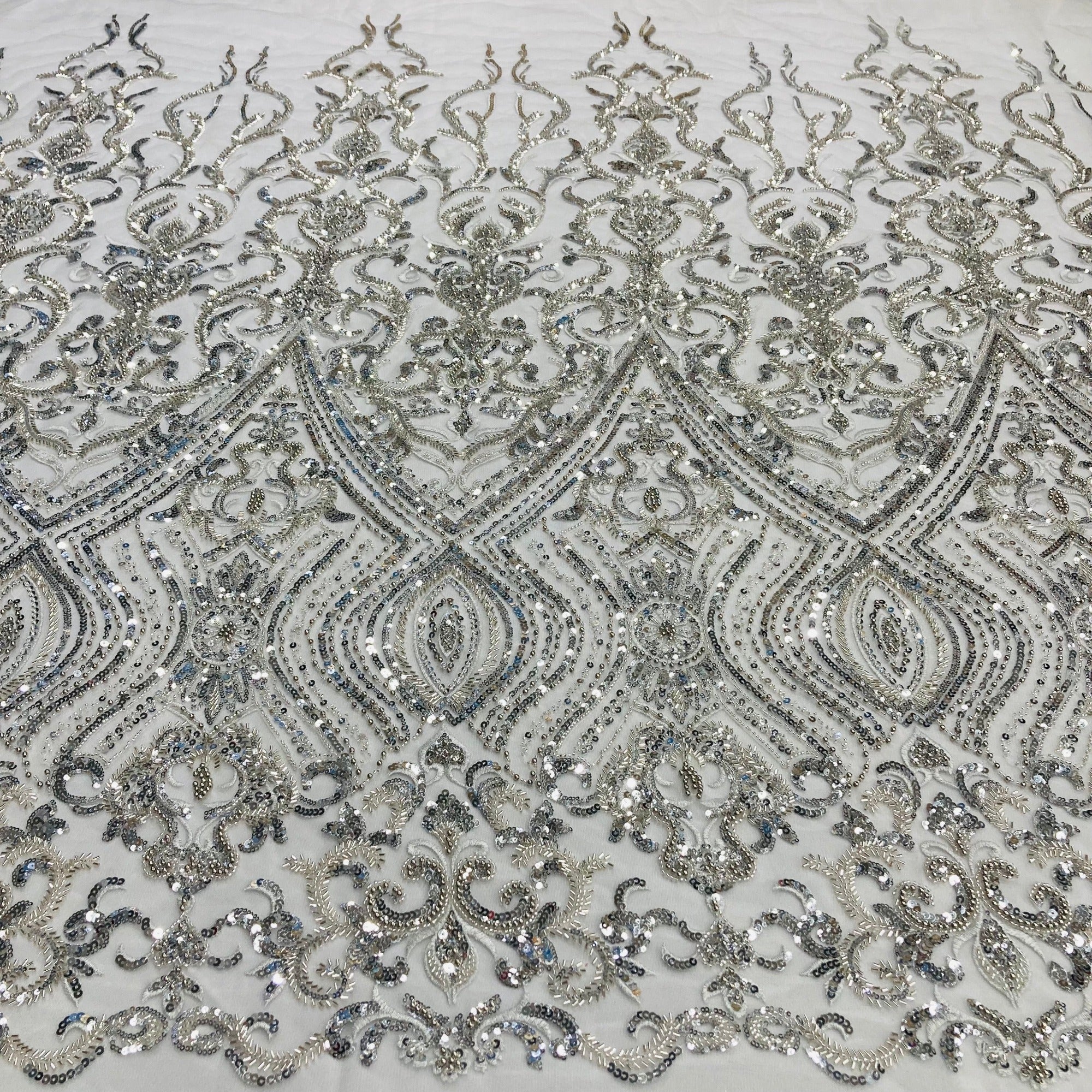 Beaded Lace Fabric Embroidered on 100% Polyester Net Mesh | Lace USA - GD-210901